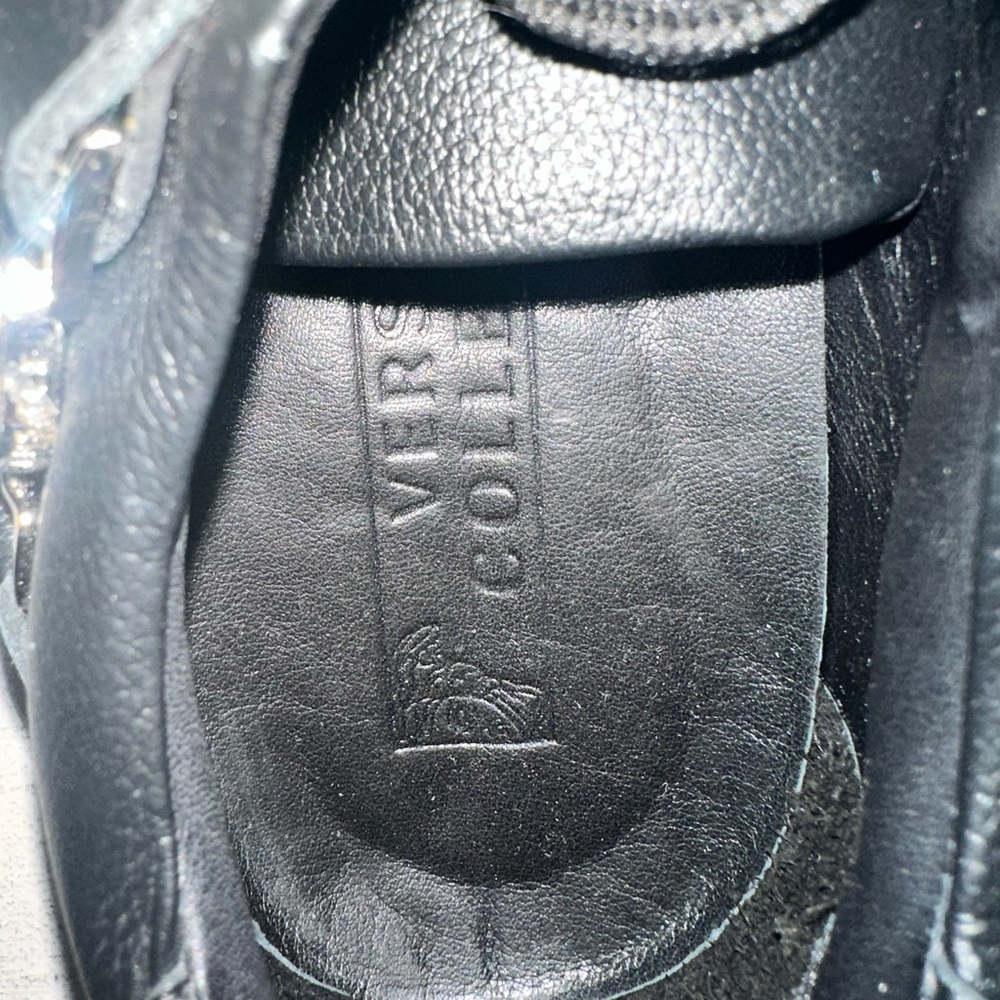 Authentic Versace Black Leather Sneakers with Silver Accents- NW - Picture 5 of 10